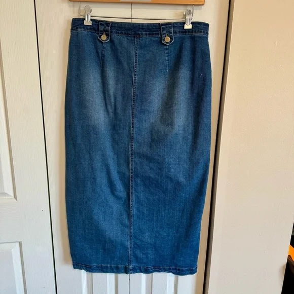 d. jeans High Waist Denim Button Front Skirt - Size 14 - Picture 3 of 6
